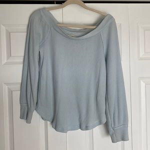 Abercrombie Blue waffle knit off the shoulder top